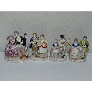 VTG Occupied Japan Porcelain Figurine Lot 4 Colonial Victorian Couples Courting